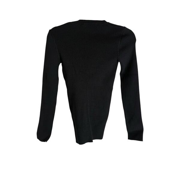 Joshua Sanders Round Smiley Ribbed Cardigan Sweater Quiet Luxury Preppy Black S - Picture 7 of 8